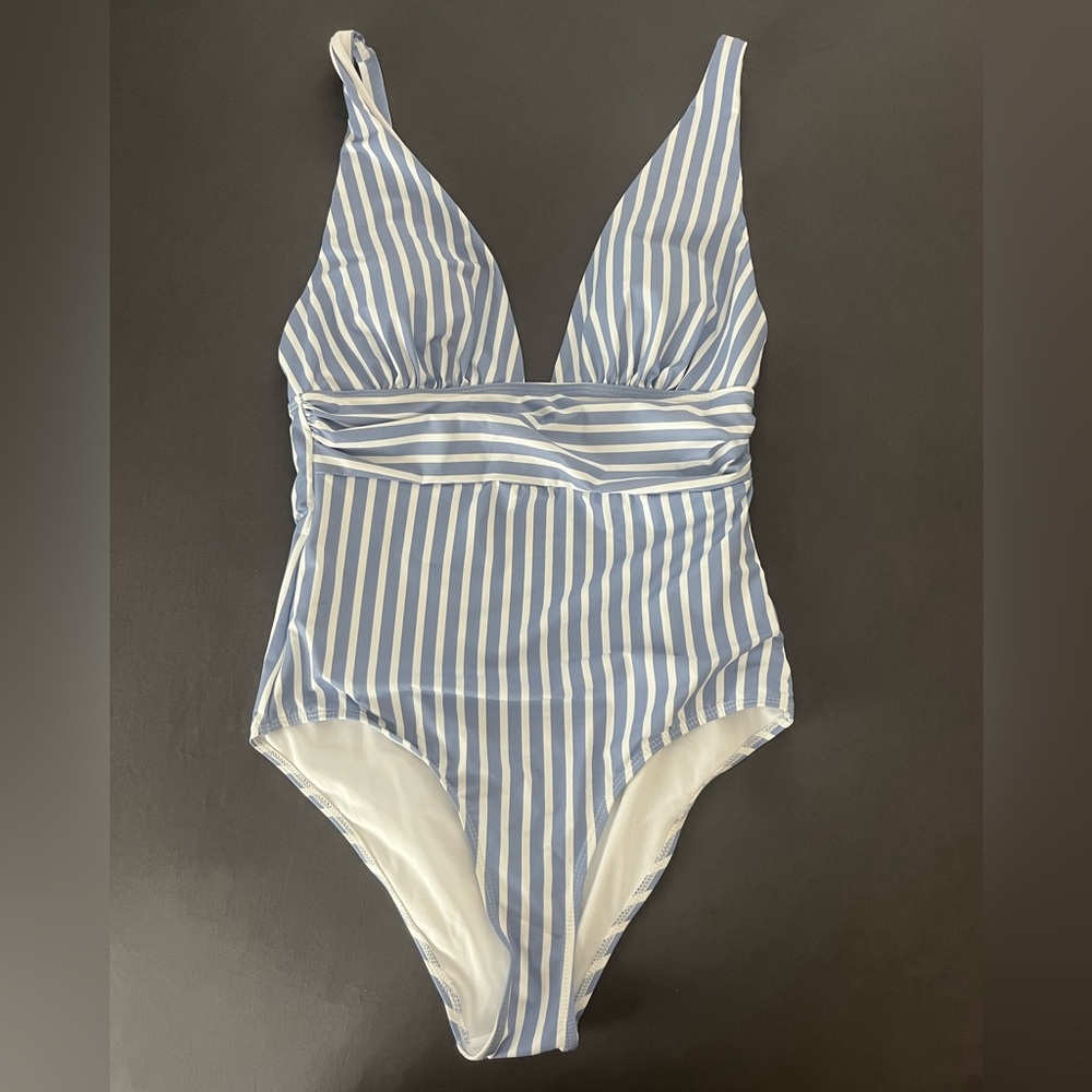Striped Blue and White Swimsuit